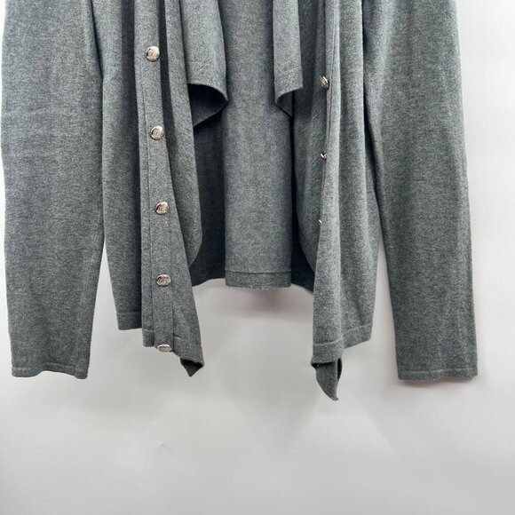 Chaps Cardigan Women's Size Small Gray Open Front Long Sleeve Buttons - Picture 3 of 8